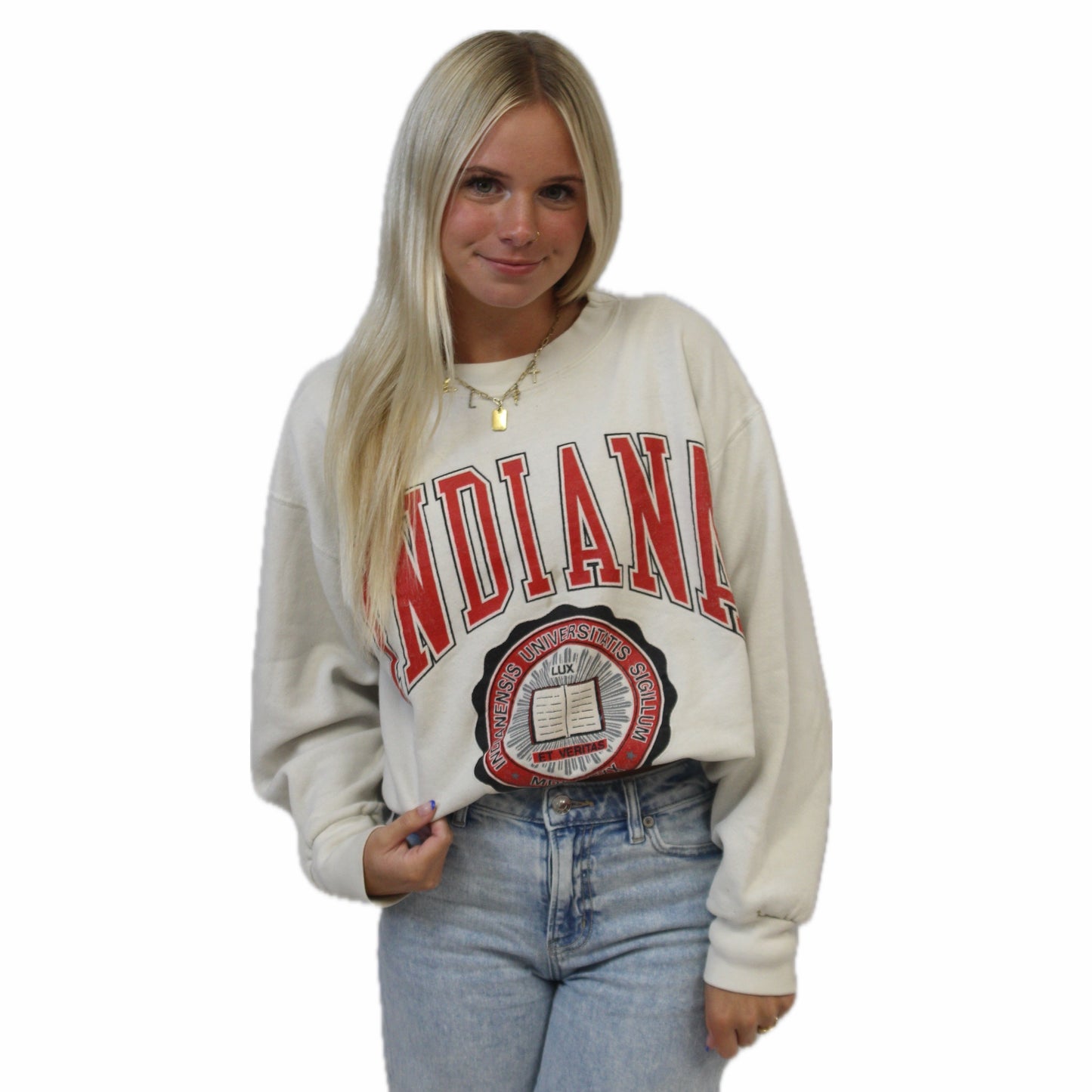 Indiana Vintage White Crewneck