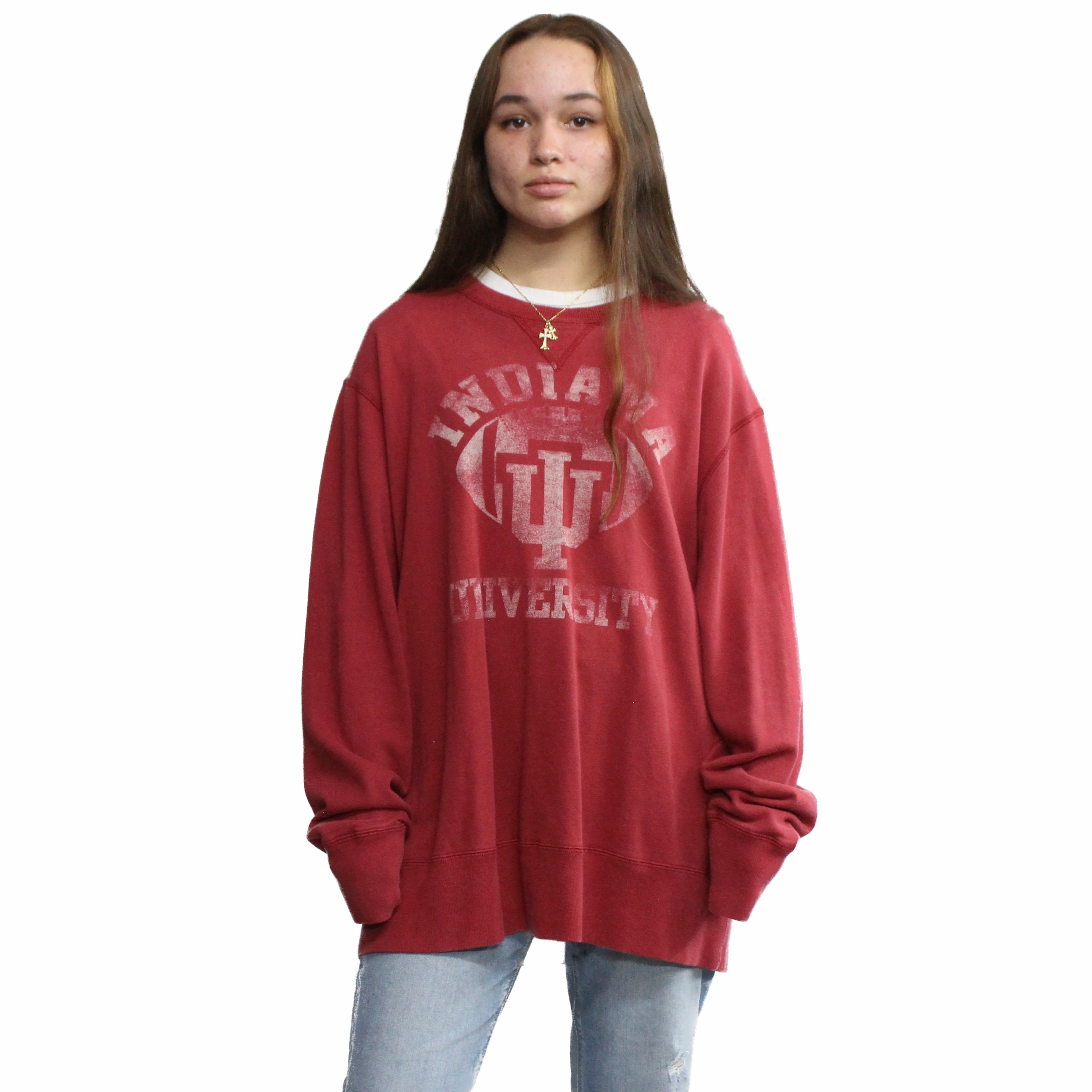 IU Faded Football Crewneck