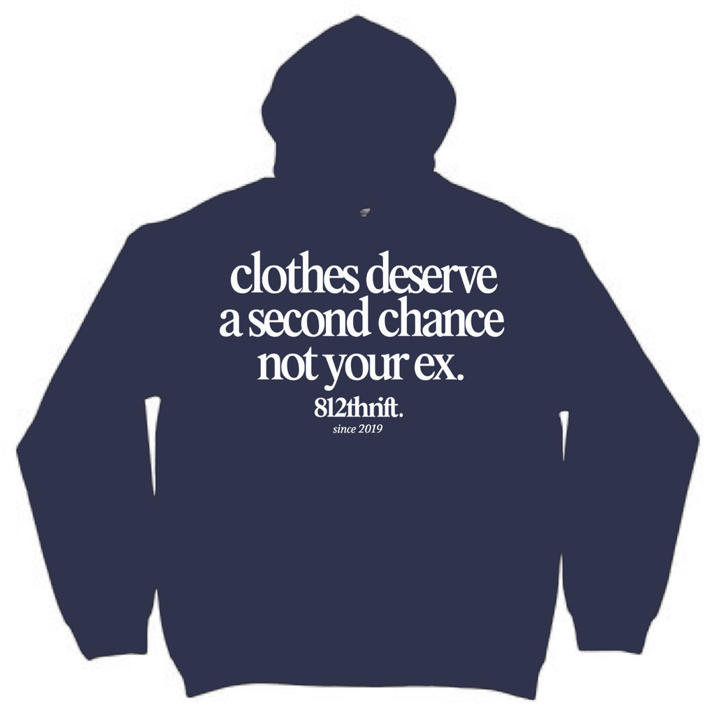 Clothes Deserve A Second Chance Navy Hoodie