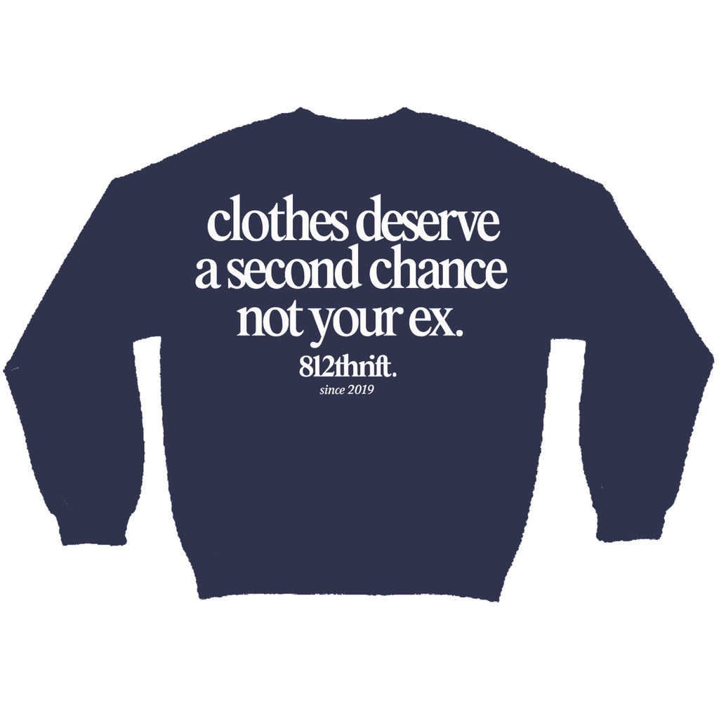 Clothes Deserve A Second Chance Navy Crewneck