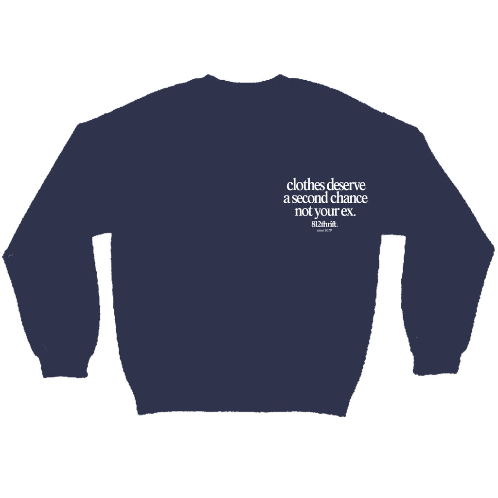 Clothes Deserve A Second Chance Navy Crewneck