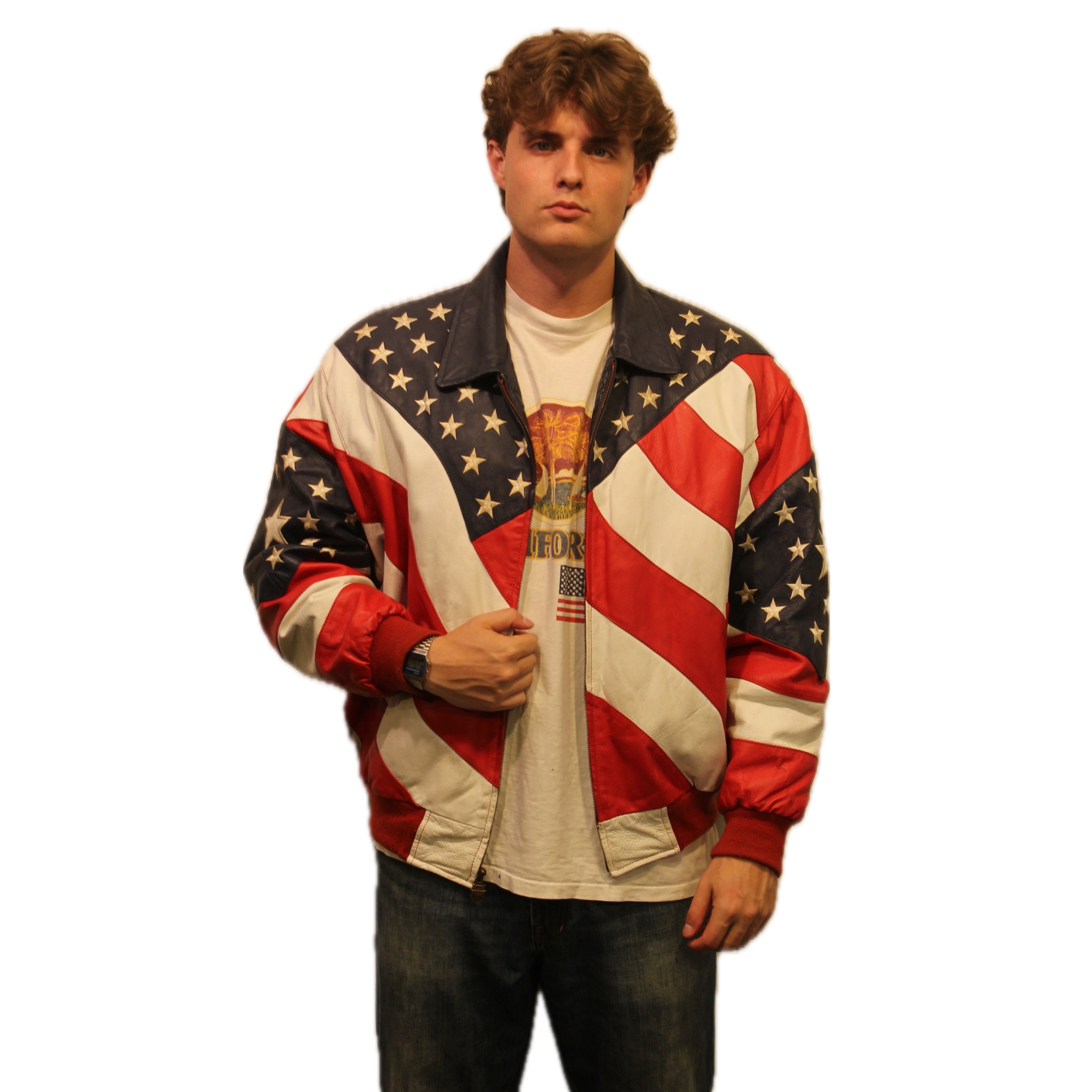 Vintage 90s Michael Hoban USA Flag Jacket