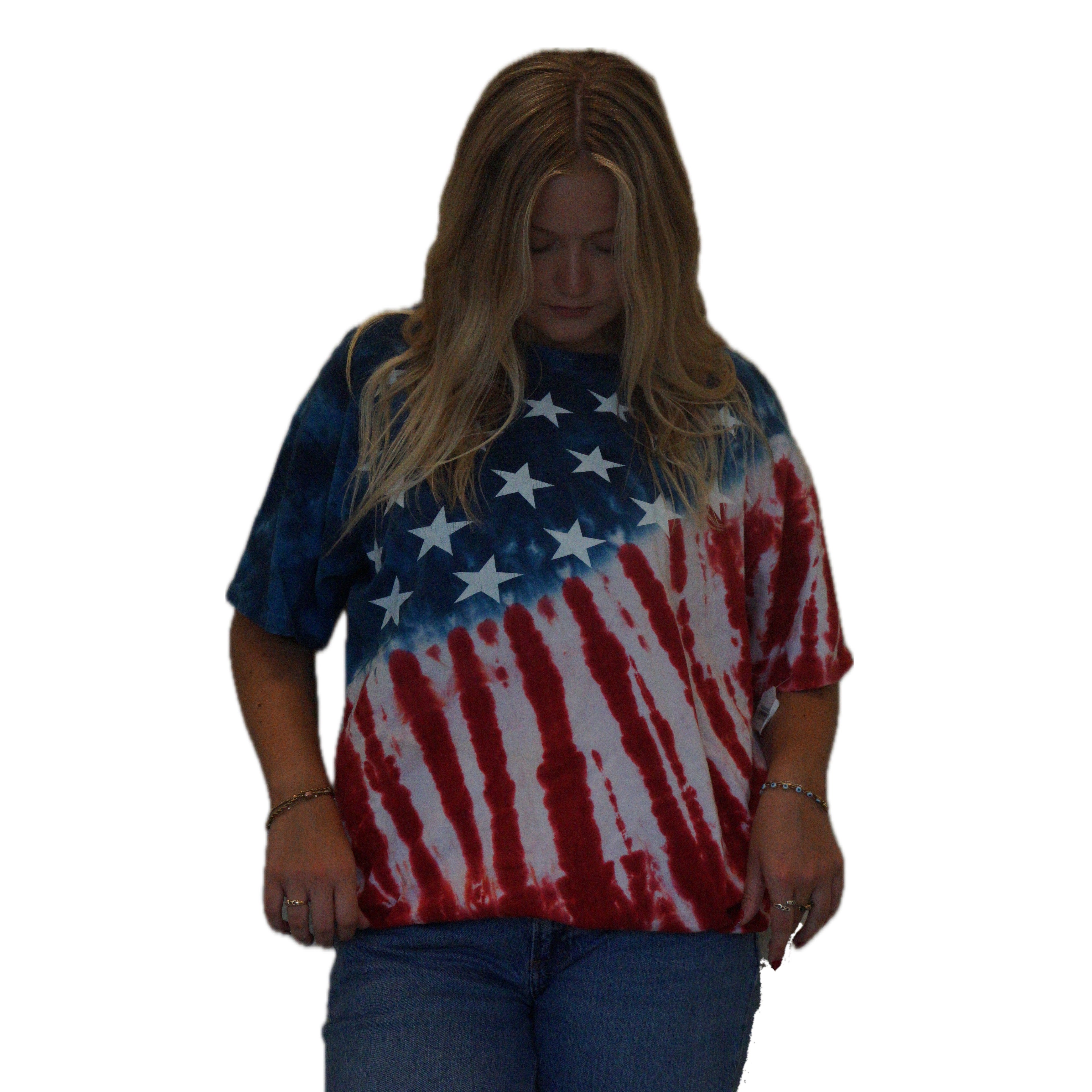 Vintage Liquid Blue American Flag Tee