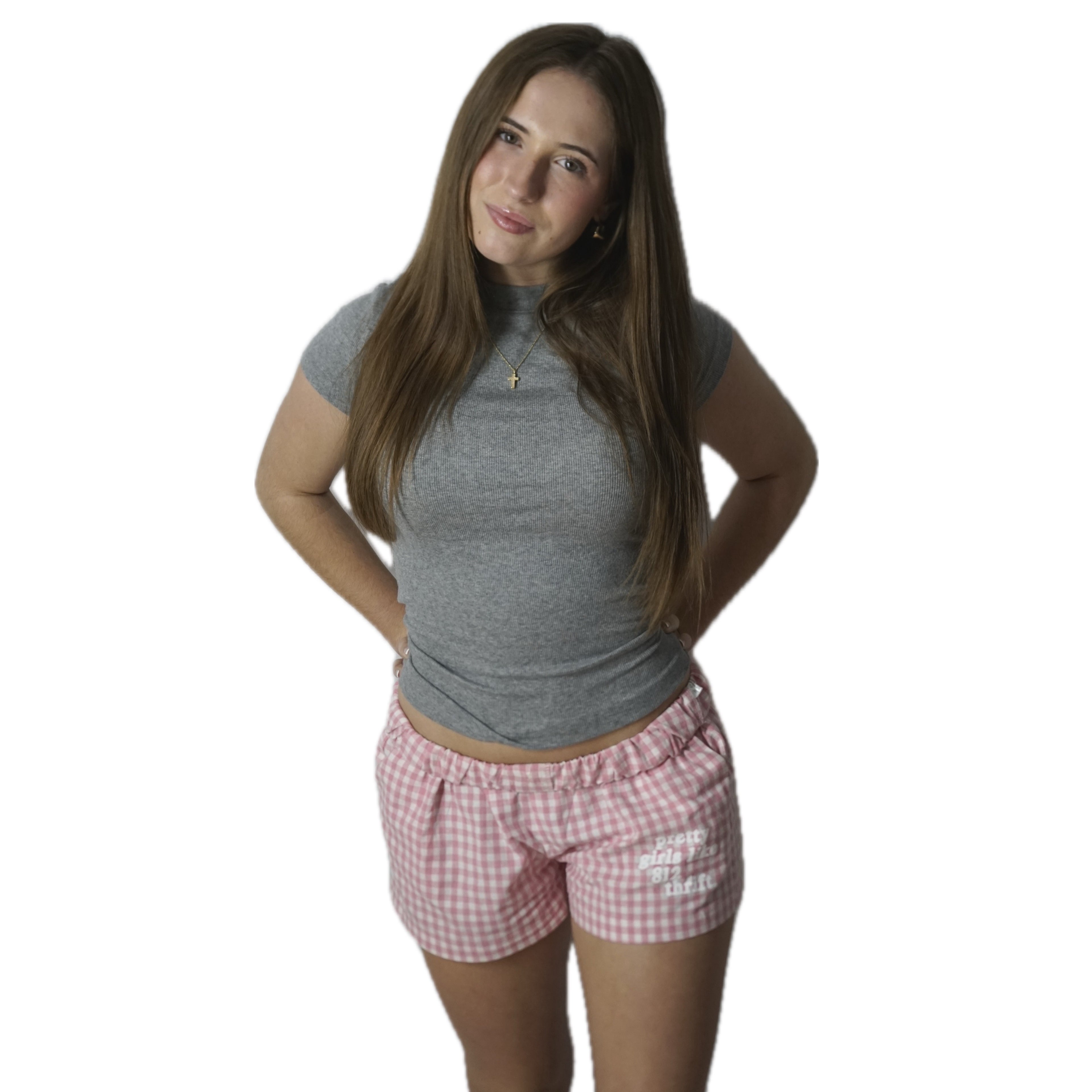 812 Pajama Shorts (Pink & White)