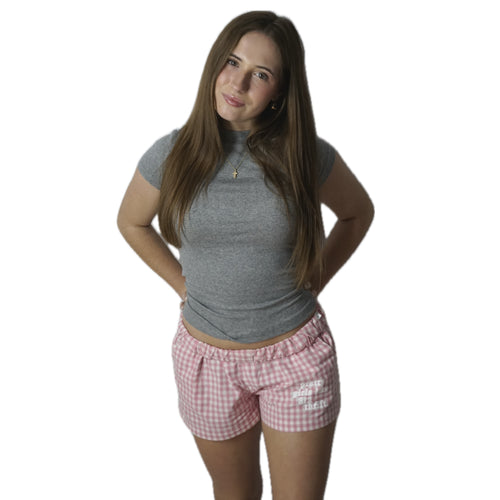 812 Pajama Shorts (Pink & White)