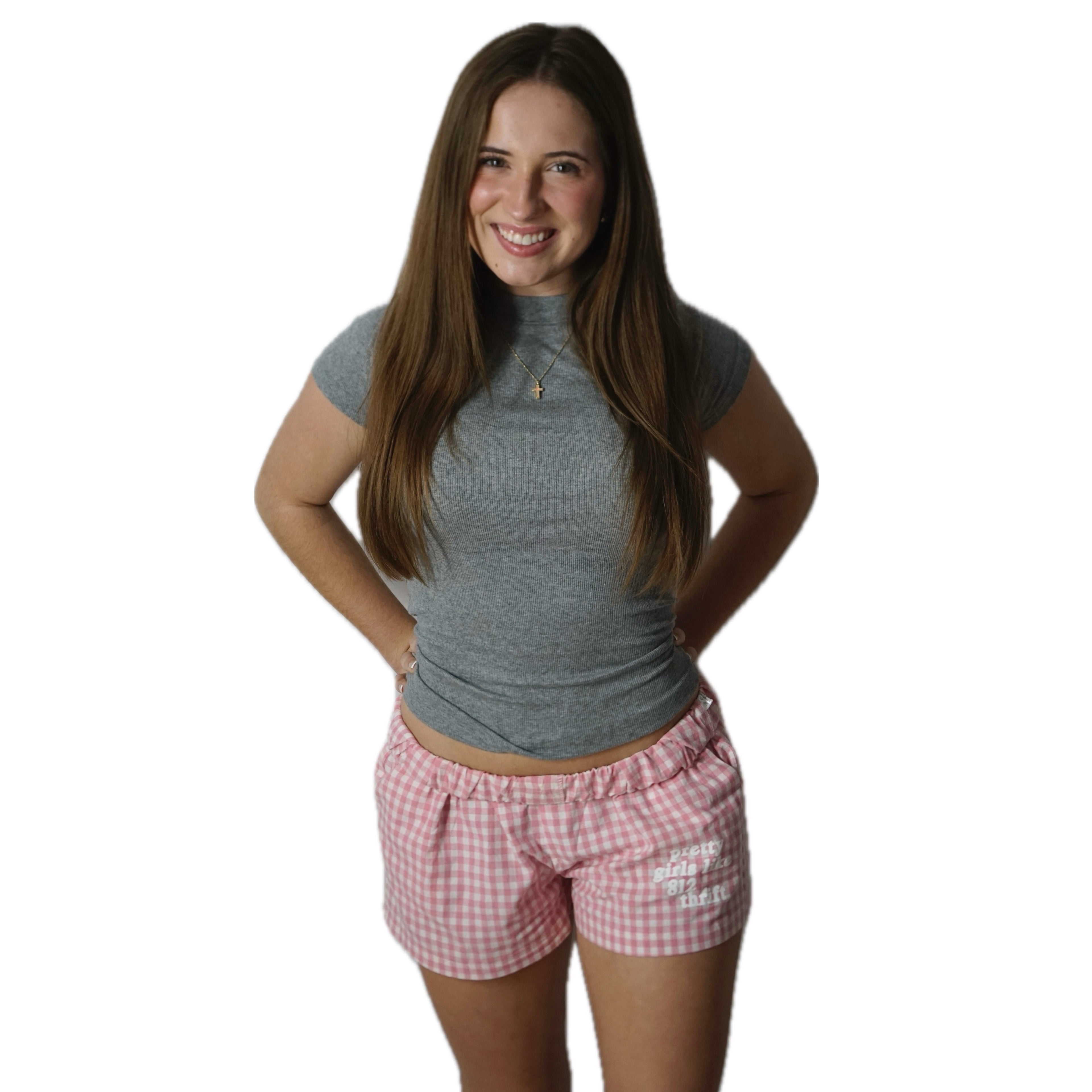 812 Pajama Shorts (Pink & White)