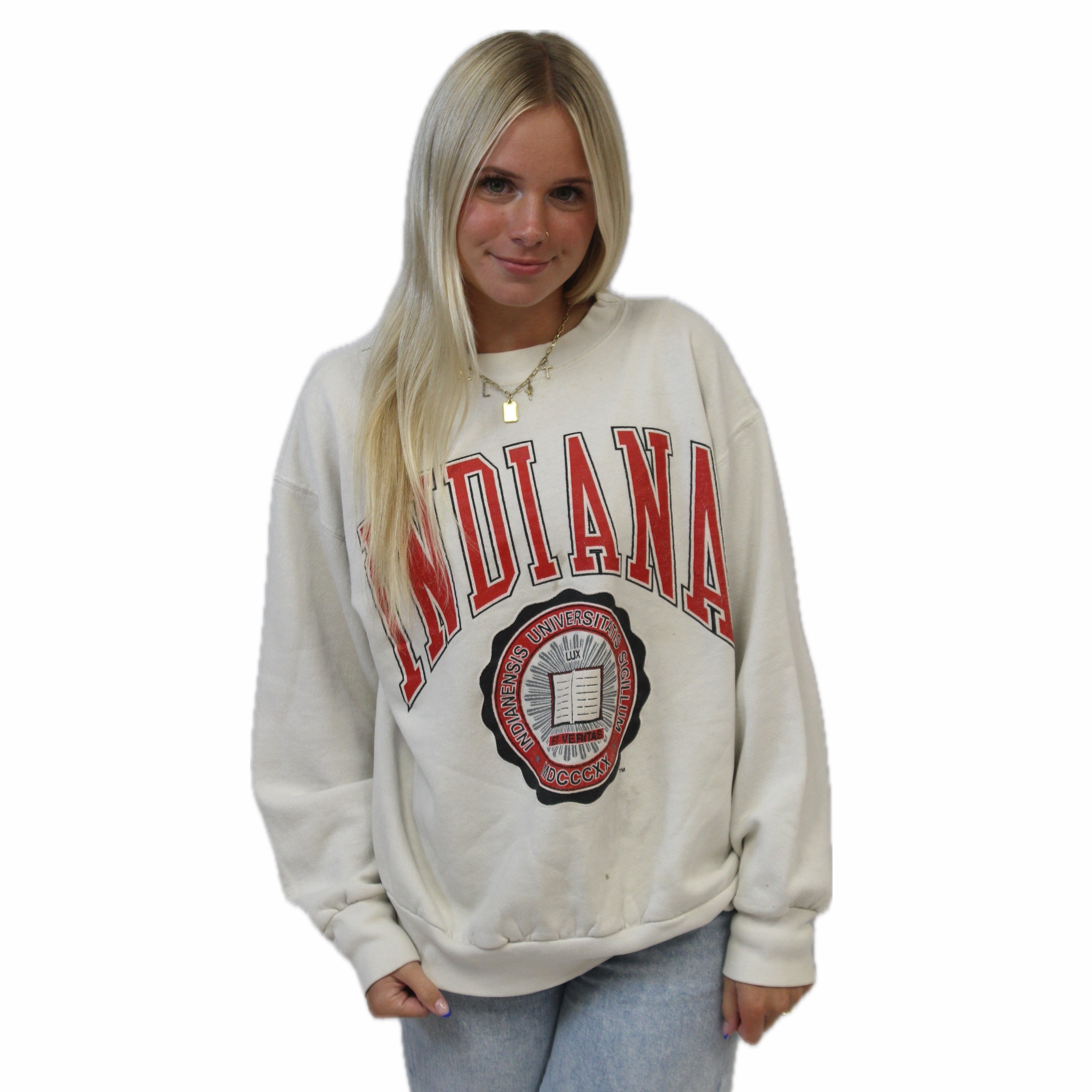 Indiana Vintage White Crewneck
